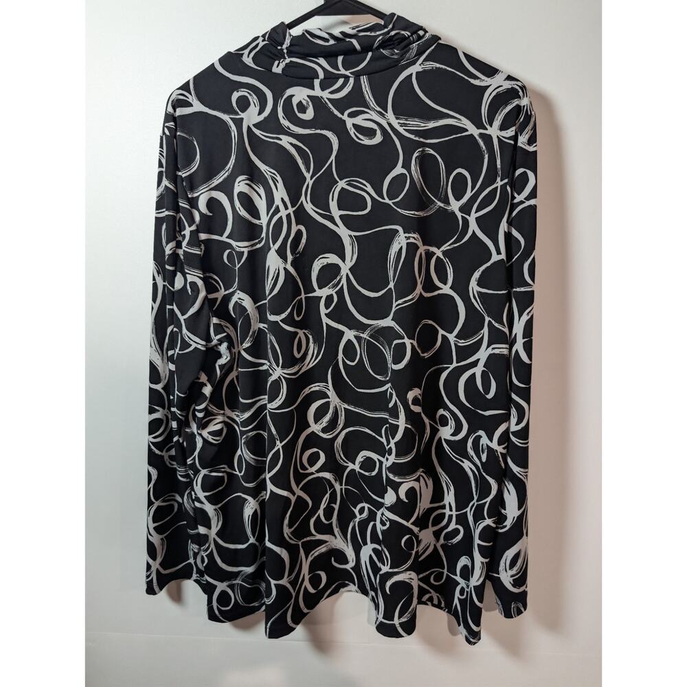 Susan Graver Top Shirt Tunic Women's Size XL Geometric High Neck Stretchy Blouse - Picture 8 of 12